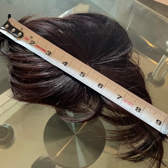 NWT 100% human hair dark brown remy burgundy hint 100% topper center parting - Picture 6 of 15